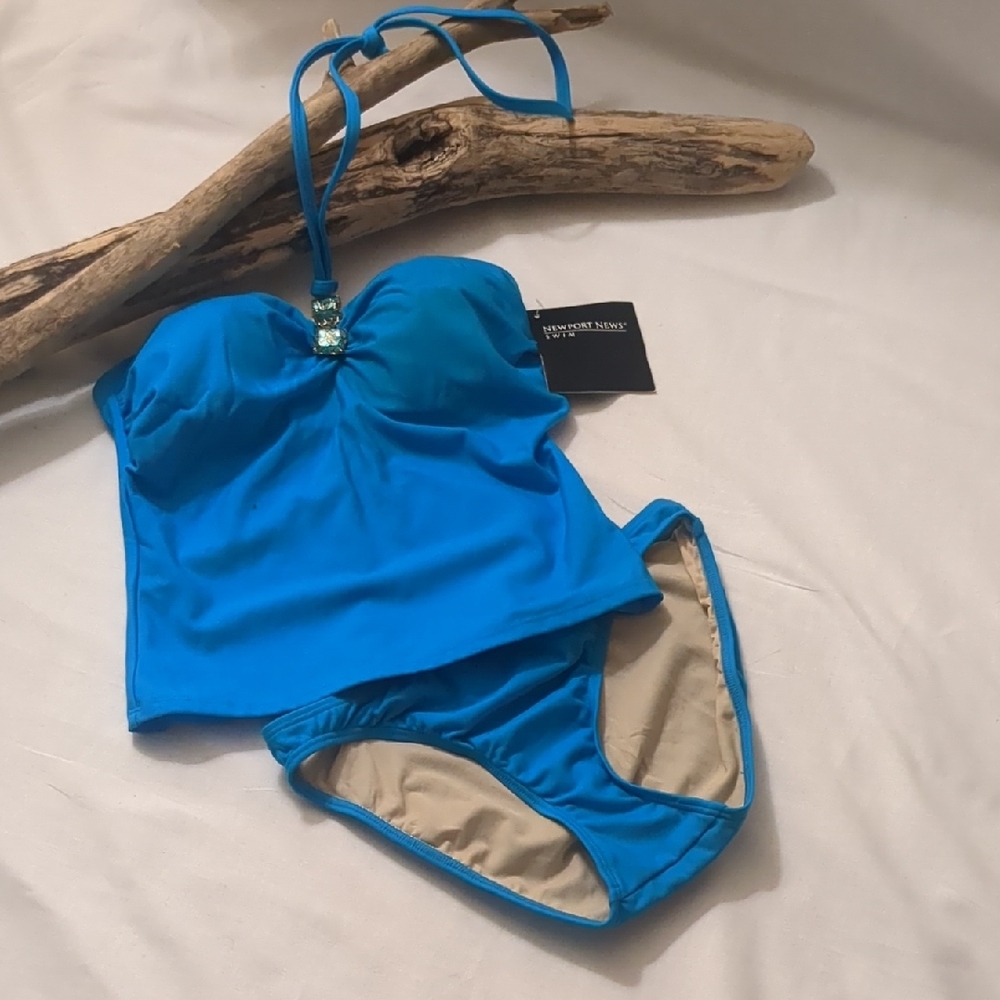 Blue Strapless Bikini Set